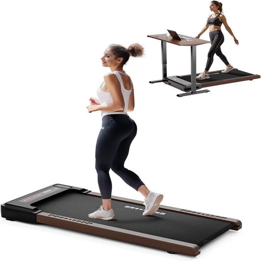 OBENSKY under Desk Treadmill, Wood Electric Treadmill with Remote Control, Walking Jogging Machine