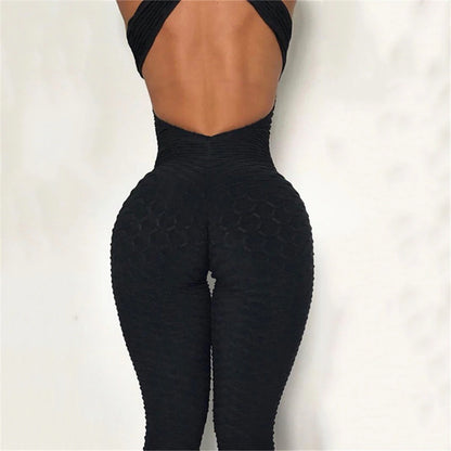 Women Yoga Set Siamese Trousers Sleeveless Backless Leggings One Piece Sexy Female Fitness Gym Sports Jumpsuit