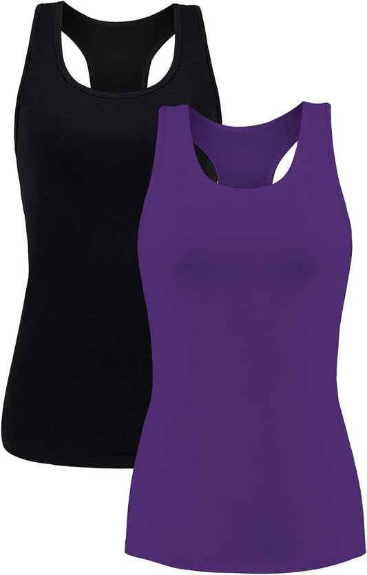 Women Tank Top with Shelf Bra Racerback Workout Yoga Tops Undershirt